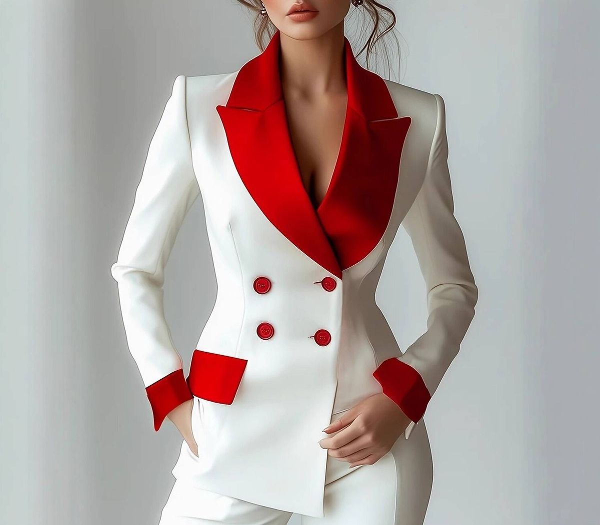 Contemporary Two-Tone Women's Suit Set - Blazer & Trousers For Office & Evening (S-Xxl) Global Fit Standards_ecoleips.com