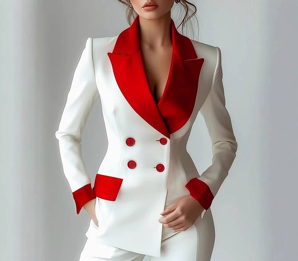 Contemporary Two-Tone Women's Suit Set - Blazer & Trousers For Office & Evening (S-Xxl) Global Fit Standards_ecoleips.com