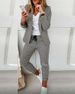 Women's Elegant Blazer & Pants Set – Stretch Polyester Office Suit With Princess Sleeves (8 Sizes, 4 Colors, Breathable Lining)_ecoleips.com