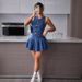 Women's Clothing Breathable Cotton Denim A-Line Dress – Sleeveless Ruffled Mini Dress With Buttons (XXS-M, Lightweight & Airy)_ecoleips.com