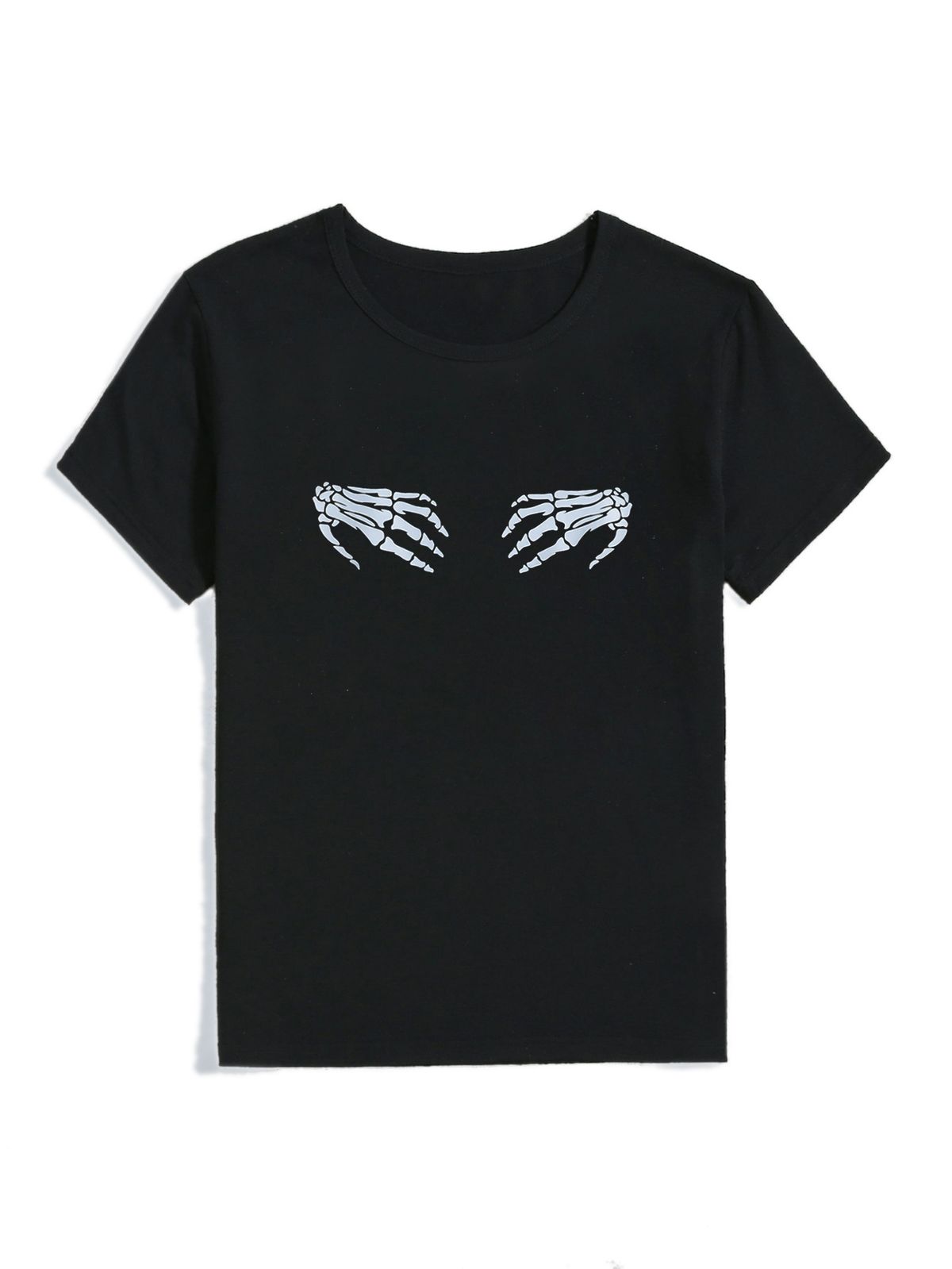 Women's Casual Black T-Shirt Simple round Neck Short Sleeve Breathable Cotton Polyester Top European American Fast Fashion_ecoleips.com