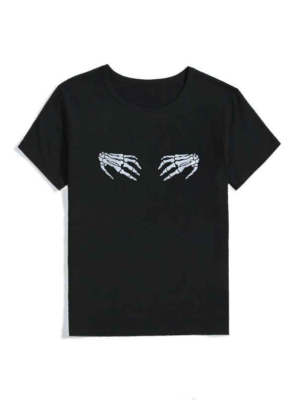 Women's Casual Black T-Shirt Simple round Neck Short Sleeve Breathable Cotton Polyester Top European American Fast Fashion_ecoleips.com