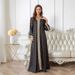 2025 Spring Muslim Abaya Gold Foil Simple Lace Slim Fit Dubai Women's Dress_ecoleips.com