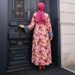 Muslim Abaya Dress With Floral Print - Modest Long Sleeve Loose Fit Maxi Dress For Women (S-XXL)_ecoleips.com