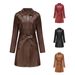 Sophisticated Mid-Length PU Trench Coat With Belt | British-Inspired Faux Leather Jacket For Women | Elegant Office & Casual Wear_ecoleips.com