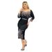 Verve Fashion Women's Mid-Sleeve Beaded Rhinestone Party Evening Casual Commuter Dress 8619_ecoleips.com