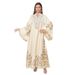 Women's V Neck Long Robe Printed Tassel Detail Cross Border Foreign Trade Dress Malaysian Style Islamic Fashion Clothing_ecoleips.com