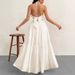 Women's V Neck Halter Solid Color Backless Flowy Maxi Dress – Casual Summer Resort Gown_ecoleips.com