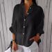 Women's Clothing Cotton And Linen Back Tie Design Shirt_ecoleips.com