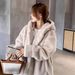 Long Hooded Faux Fur Coat – Slim Waist Belt & Plush Rabbit-Like Texture (Beige/Black/White/Pink) – Winter Statement Piece For Effortless Elegance_ecoleips.com