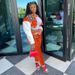 Women's B Letter Color Block Jacket Single Breasted Print Baseball Uniform Sports Suit_ecoleips.com