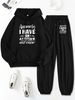 Women's Autumn And Winter Casual Fashion Letter Pattern Printed Thick Fleece Warm Hooded Sweatshirt+sports Pants Set-723_ecoleips.com