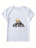 Summer Ladies Fashion Humorous Teddy Bear Letter Slogan Graphic Short Sleeve Crew Neck Casual Basic Top_ecoleips.com