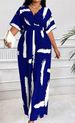 Curvy Women Black White Contrast Print Two Piece Outfit, Crisscross Neck Cap Sleeve Wide Leg Pant Set_ecoleips.com