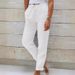 Women's Clothing High Waist Elastic Waist Solid Color Cotton And Linen Casual Pants_ecoleips.com