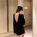 Fashionable Sexy Backless Short-sleeve T-shirt For Women, Summer Loose-fitting Top With Hollow Back And Metal Chain,_ecoleips.com