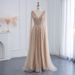 Women's Clothing Luxury Floor-Length Evening Gown With Flowing Sleeves – Slimming V-Neck, Waist-Cinching Design (Champagne/Pink/Blue/Green)_ecoleips.com