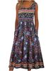 2025 Summer New! Women's Sleeveless Bohemian Floral Casual Beach MIDI Sundress With Pockets Flowing And Loose_ecoleips.com