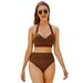 Women's Clothing New High Waist Pleated Women's Swimsuit Sexy Split Twisted Bag Polka Dot Print Multicolor Bikini Bikini_ecoleips.com