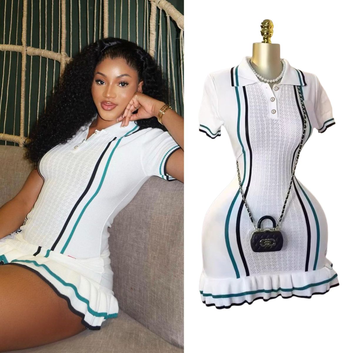 YuooMuoo Chic Fashion Sexy Package Hips Knitted Mini Dress 2026 Summer Vintage Turn-down Collar Ruffled Party Dress Streetrwear_ecoleips.com