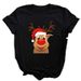 Women's Merry Christmas Tree Santa Claus Loose Round Neck Printed White T-Shirt For Women_ecoleips.com