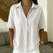 Summer Women's Loose Comfortable T-Shirt Short Sleeve Solid Color Lapel American Style_ecoleips.com
