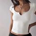 Cross-border European And American Y2K Sexy U-neck Short-sleeve Women's T-shirt, 2025 Spring/Summer Independent_ecoleips.com