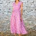 Women Elegant Long Dress Stylish V‑Neck With Classic Polka Dot Print, Slim Silhouette & Flowy Big Swing Hem_ecoleips.com