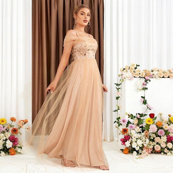 Sexy V Neck Long Evening Dress With Sequins For Women Banquet Wedding Birthday Party Bridesmaid Dress_ecoleips.com