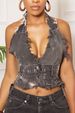 Women’s Clothing sexy ladies tops hot girls heavy washed denim vest_ecoleips.com