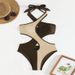 Women's Clothing Color Matching Sexy Hollow Bikini One-piece Swimsuit Beach Swimming Clothing_ecoleips.com
