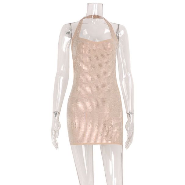 Light Luxury High-end Rhinestone Sequin Slim Fit Dress, Summer New Product, Fashionable U-neck, Tight Fitting, Camisole Skirt, Date And Dinner Party_ecoleips.com