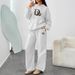 Women's Fashion Hoodie And Sweatshirt Set Autumn Winter Wide Leg Pants Straight Leg Pants Letter Print Clothing_ecoleips.com