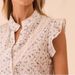 Ins2026 New Product Women's Printed Small Floral Lace Splicing Small Flying Sleeve Shirt Top_ecoleips.com