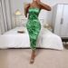 Women's Clothing New Fashion Print Slit Tight Backless Suspender Dress_ecoleips.com