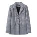 Women's Oversized Blazer Jacket – Casual Suit Coat With Notched Lapel, Stretch Polyester, Solid & Plaid Options (S-5xl)_ecoleips.com