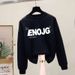 Women's Thickened Fleece Lined Pure Cotton Sweatshirt round Neck Simple Letter Print Autumn Winter Fashion Top_ecoleips.com