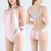 Japanese Shiny New Summer Sexy One Piece Swimsuit Satin Glossy Tight Silky Smooth Sleeveless Backless High-Cut Women Body Suits_ecoleips.com