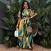 Women's Clothing New Arrival Tropical Print Pleated Butterfly Sleeve Top With Lace Up Wide Leg Trousers Suit_ecoleips.com