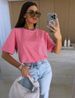 Women's Clothing Summer Casual Striped Women's T-Shirt Crew Neck Loose Color Block Short Sleeve Top_ecoleips.com