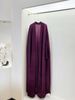 Verve Muslim Solid Color Robe Headscarf Coat Dubai Fashion Loose Casual Wrinkled Slimming Large Cape_ecoleips.com