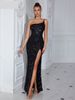 Glamorous Black Sequin Slit Dress – Sexy Off-Shoulder Celebrity Gown With High Leg Slit, Evening Party & Red Carpet Ready_ecoleips.com