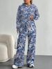 2025 Foreign Trade Floral Print Blue Tie-dye Pattern New Hot Style Autumn And Winter New Fashion Casual European And American_ecoleips.com