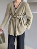 Jiangzuo Berlin Winter 30% Wool Blazer Woolen Women's Padded Thickened Atmosphere Tie Top 1239_ecoleips.com