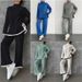 Women's Ribbed Knit Set Long Sleeve Stand Collar Solid Color Autumn Winter Fashion 2-Piece Outfit Polyester_ecoleips.com