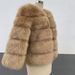 Women's Clothing Fox Fur Patchwork Fur Coat Winter Imitation Fashion Women's Faux Fox Fur Trim Faux Fur Coat Winter Fashion Warm Long Sleeve Jacket_ecoleips.com