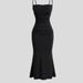 2026 Women High Waist Tie Strap Dress, Sleeveless Hip Wrap Sexy Long Dress_ecoleips.com