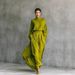 Women's Cotton Linen Pant Set High Neck Long Sleeve Top With Pleated Pocket Long Skirt Versatile Autumn Winter Casual Fashion_ecoleips.com
