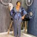 Elegant High-Waist Sequin Evening Dress For Women – Plus Size Glamorous Party Gown With Floral Sleeves & Deep V-Neck_ecoleips.com