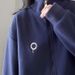 Cozy Sherpa-Lined Zip-Up Hoodie – Oversized Anime Print Fleece Jacket (M-XXL, Navy/Beige) Streetwear For Petite Women_ecoleips.com